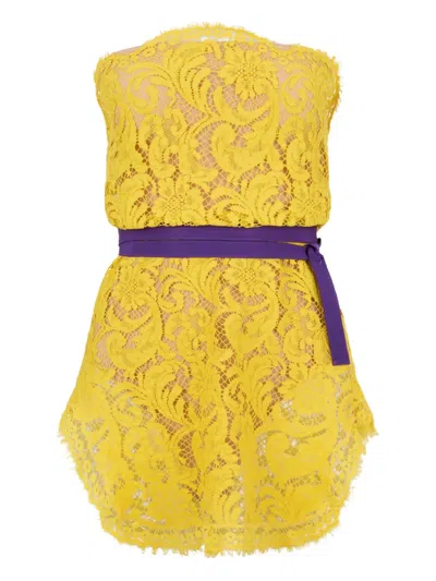 Dsquared2 Belted Mini Dress In Yellow