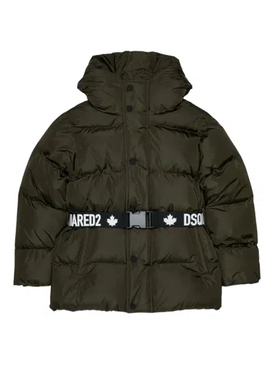 Dsquared2 Kids' Belted Padded Jacket In Black