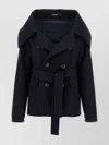 Dsquared2 'belted Waist Double-breasted Coat With Wide Collar' In Blue
