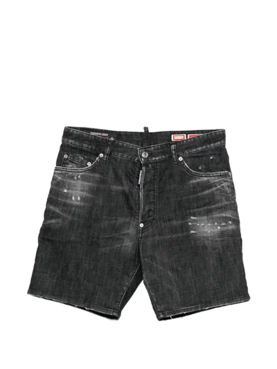 Dsquared2 Belt-loop Distressed Shorts In Black