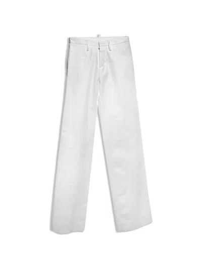 Pre-owned Dsquared2 Belt-loops High-rise Jeans In White