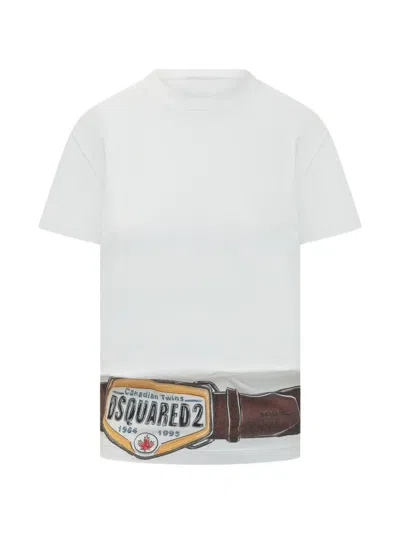 Dsquared2 Belt-print T-shirt In White