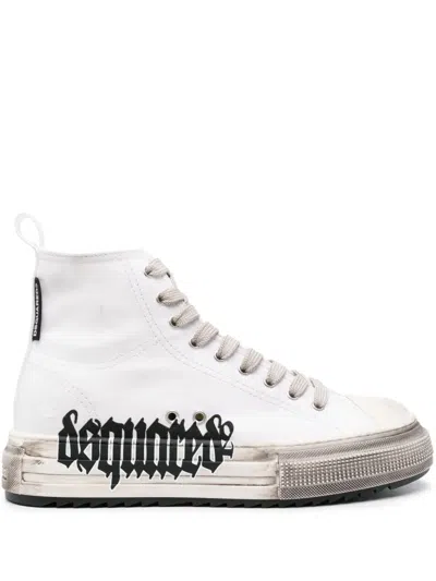 Dsquared2 Berlin Distressed Sneakers In White