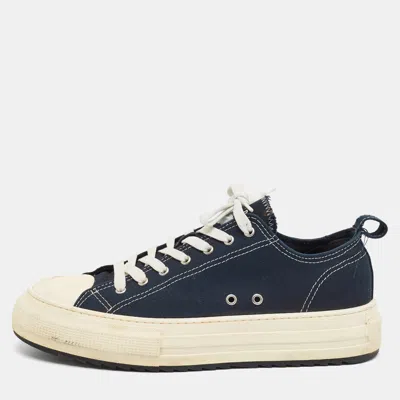 Pre-owned Dsquared2 Berlin Size 45 Navy Blue Canvas Low Top Sneakers