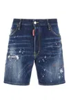 Dsquared2 Cropped Jeans With Paint Splatters In Navy Blue