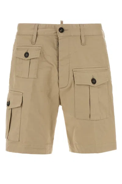 Dsquared2 Cappuccino Stretch Cotton Sexy Cargo Bermuda Shorts In Neutral