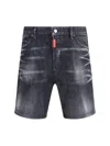 Dsquared2 Distressed Cotton Denim Shorts With Belt Loops