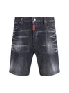 Dsquared2 Distressed Cotton Denim Shorts With Belt Loops
