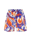 Dsquared2 Multicolored Palm Beach Waves Shorts In Cotton Man In Milk/red/blue