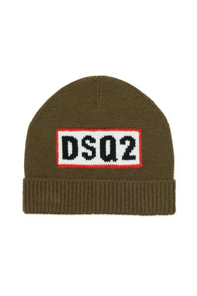 Dsquared2 Berretto Beanie In Misto Lana Con Logo Dsq2