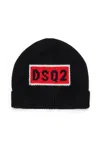Dsquared2 Wool-blend Beanie With Logo Dsq2 In Black