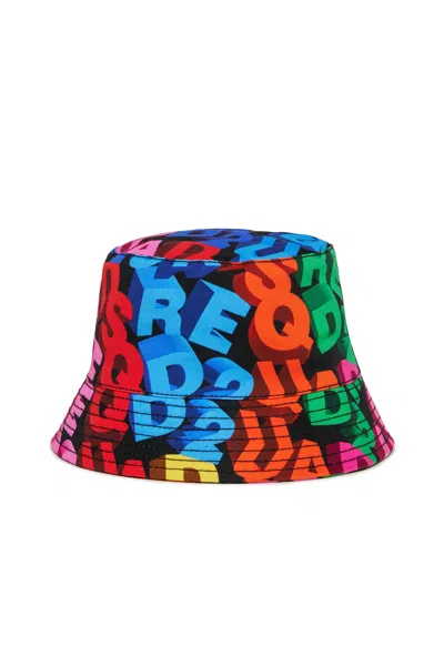 Dsquared2 Bucket Hat With Logo Allover In Multi