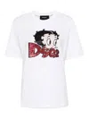 Dsquared2 Crew Neck Betty Boop T-shirt With Sequined Embroidery In White