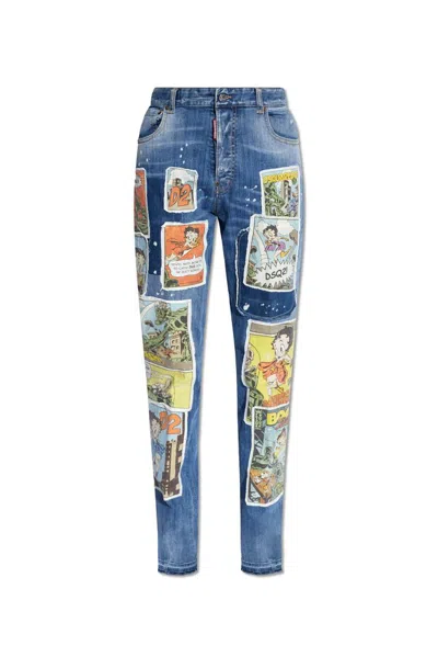 Dsquared2 Betty Boop Patch Jeans In Blue