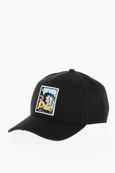 Dsquared2 Betty Boop Vintage-effect Baseball Cap With Embroidered Patc In Multi