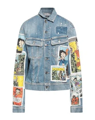 Dsquared2 Betty Boop Woman Denim Outerwear Blue Size M Cotton, Elastane