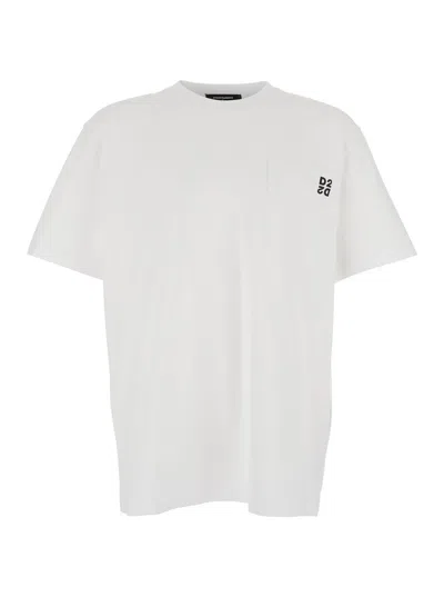 DSQUARED2 BLACK AND WHITE SET OF TWO T-SHIRTS WITH LOGO ON THE FRONT IN COTTON MAN
