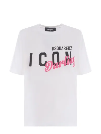 Dsquared2 T-shirt With Logo In Bianco