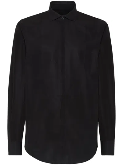 Dsquared2 Bib-front Long-sleeve Shirt In Black