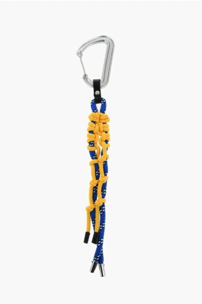 Dsquared2 Bicolor Fabric Keychain With Large Carabiner In Yellow