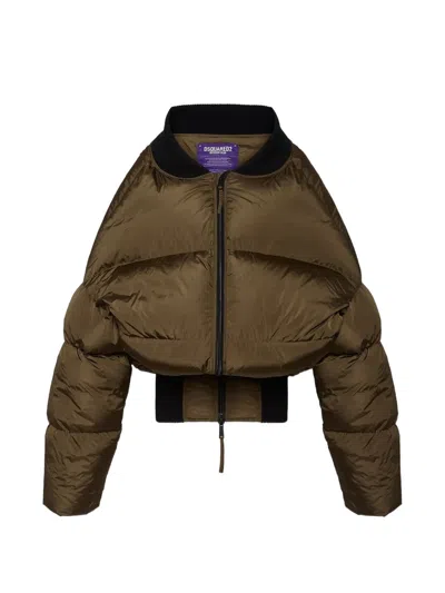 Dsquared2 Big Ribbed Puffer Jacket In Brown