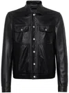 Dsquared2 Long-sleeved Leather Jacket In Black