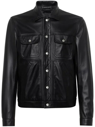 Dsquared2 Leather Boxy Jacket In Black