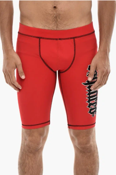 DSQUARED2 BIKER SHORTS GOTHIC WITH LOGO PRINT