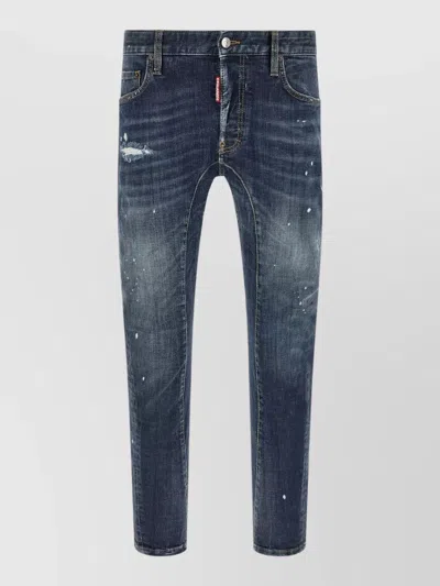 Dsquared2 Biker Style Jeans Distressed Detailing Belt Loops In Blue
