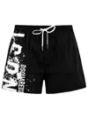 Dsquared2 Belt Design Logo Beach Shorts In Black