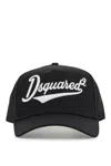 Dsquared2 Black Adjustable Curved Brim Embroidered Baseball Cap In Black