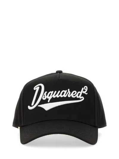 Dsquared2 Black Adjustable Curved Brim Embroidered Baseball Cap