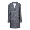 Dsquared2 Single Breasted Wool Coat Black And White Chevron Pattern In Blue