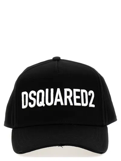 Dsquared2 Black & White Logo Embroidery Cap In Blackwhite