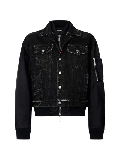 Dsquared2 Black Aviator Hybrid Jean Jacket