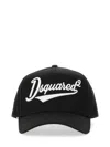 Dsquared2 Black Baseball Cap With Maxi Logo Lettering On The Front In Cotton Man