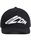 Dsquared2 Black Baseball Cap With Maxi Print On The Front And Logo Lettering On The Rear In Cotton Man In Black