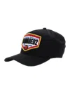 Dsquared2 Black Baseball Cap With Maxi Print On The Front And Rear Adjustable Buckle Cosure In Cotton Man