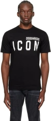 Dsquared2 Black Crewneck T-shirt With Maxi Logo Print On The Front In Black