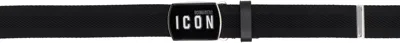 Dsquared2 Black 'be Icon' Plaque Belt
