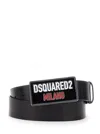 Dsquared2 Black Belt With Logo Plaque On The Front In Leather Man