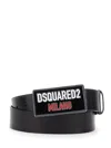 Dsquared2 Black Belt With Logo Plaque On The Front In Leather Man In Black