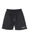 Dsquared2 Black Bermuda With Elastic Waist And Drawstring And Logo On The Front In Cotton Man In Black
