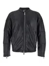 Dsquared2 Black Biker Jacket With Zip Closure And Twinbro Logo Imprinted On The Back In Leather Man In Black