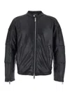 Dsquared2 Black Biker Jacket With Zip Closure And Twinbro Logo Imprinted On The Back In Leather Man