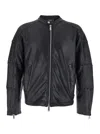 Dsquared2 Black Biker Jacket With Zip Closure And Twinbro Logo Imprinted On The Back In Leather Man In Multicolor