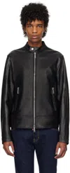Dsquared2 Black Biker Jacket With Mandarin Collar And Waist Straps In Leather Man In 900 Black