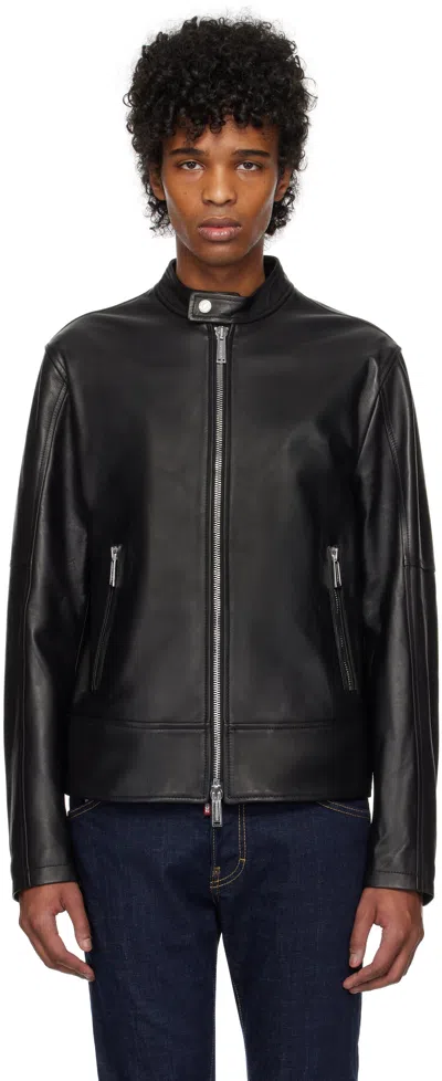Dsquared2 Ryder Smooth Leather Jacket In Black