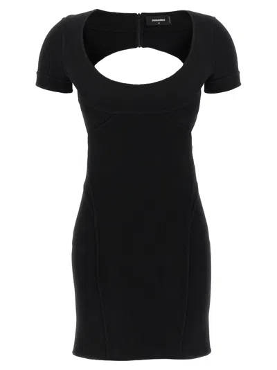 DSQUARED2 BLACK BODYCON CUT OUT DRESS