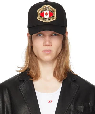 Dsquared2 Black Boxeur Patch Cap In Nero